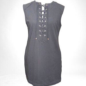 English Factory Black Sleveless Lace up Slip on Tank Dress Size Medium
